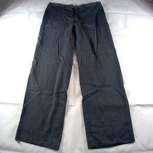 Canali wool wideleg dress pants blue thin stripe flat front mens